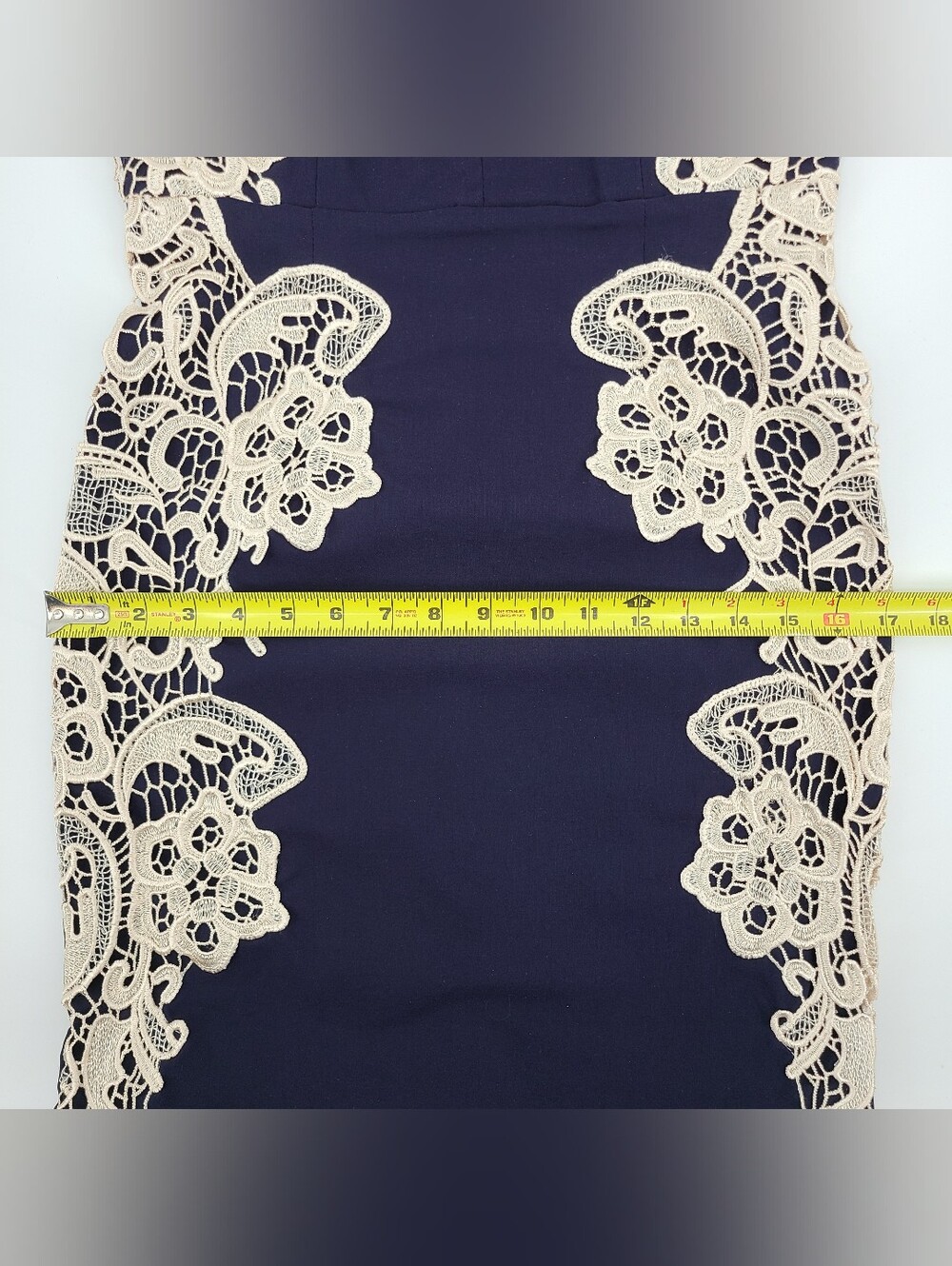 ModCloth London Dress Co Navy Bodycon Dress With Lace Side Accents Size 6 - Picture 10 of 14